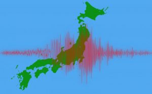 日本列島と地震波形の画像