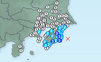 千葉県で発生した地震情報の画像