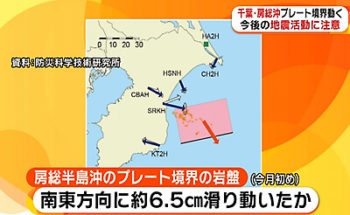 千葉・房総半島沖でのスロースリップ現象のニュース画像