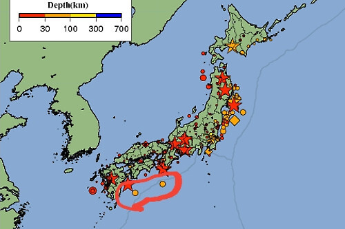 地震情報の投稿画像