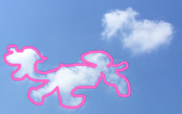 愛犬に似ている雲の写真(ペン入れ+拡大)
