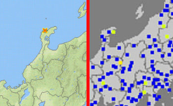 地震情報と強震モニタの画像