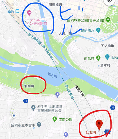 仙北町の地図
