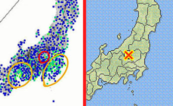 強震モニタと地震情報の画像