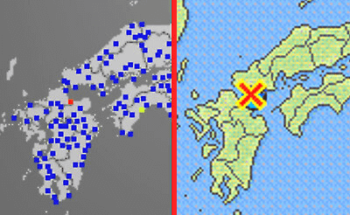 強震モニタと地震情報の画像