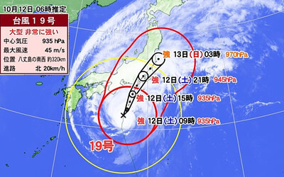 台風19号の進路予想