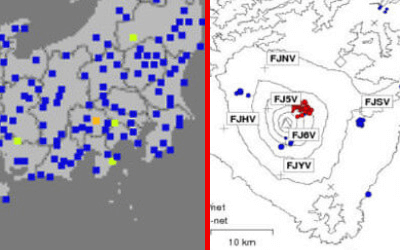 強震モニタと震度分布図の画像