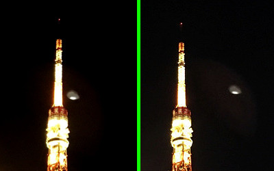 東京タワー近くに出現したUFOの写真