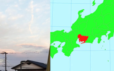 地震雲と日本地図の画像