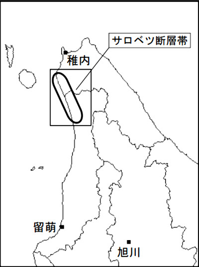 サロベツ断層帯の位置図