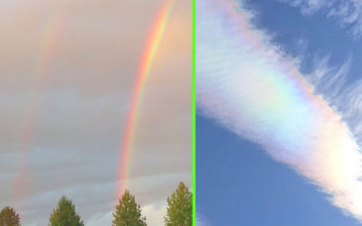 ダブルレインボーと彩雲の写真