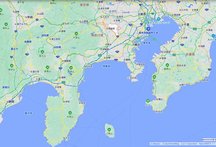 関東～東海地方の地図