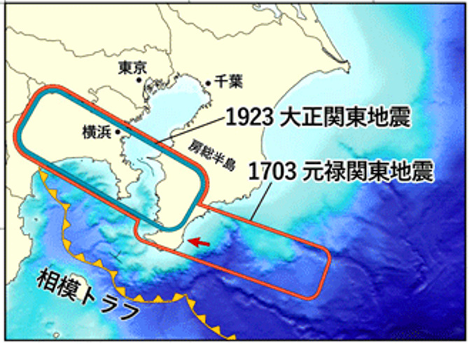 関東大震災と元禄地震の画像