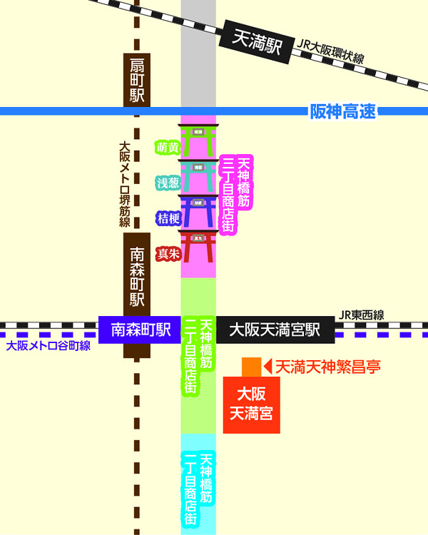 天神橋筋商店街の地図