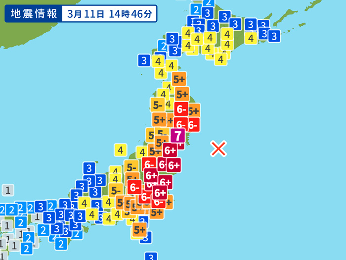 東日本大震災の地震情報