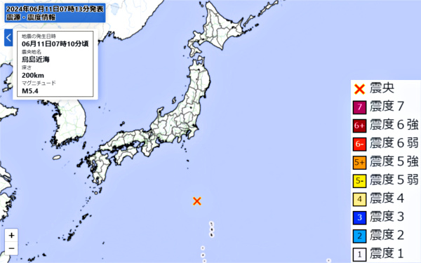 地震情報の画像