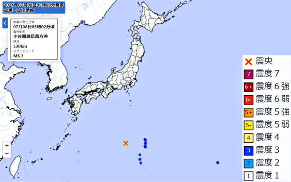 地震情報の画像