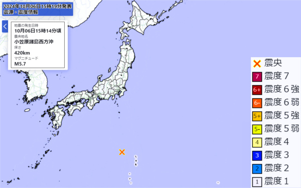 地震情報の画像