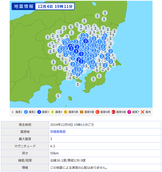 地震情報の画像