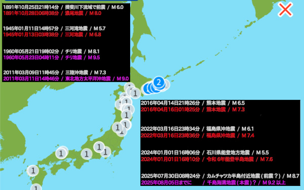 地震データの画像