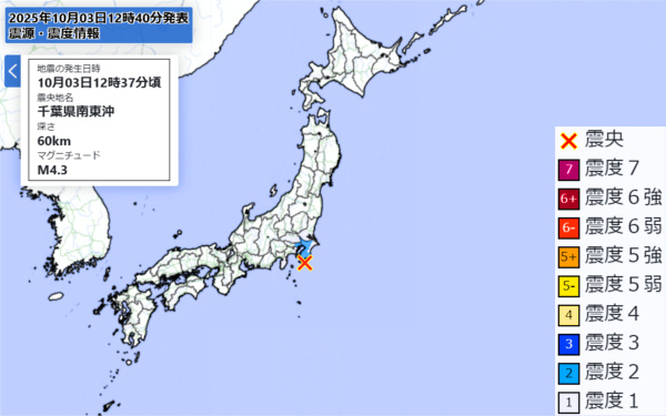 地震情報の画像