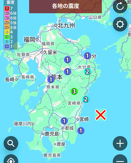 地震情報の画像