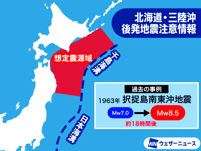 北海道・三陸沖後発地震注意情報の画像
