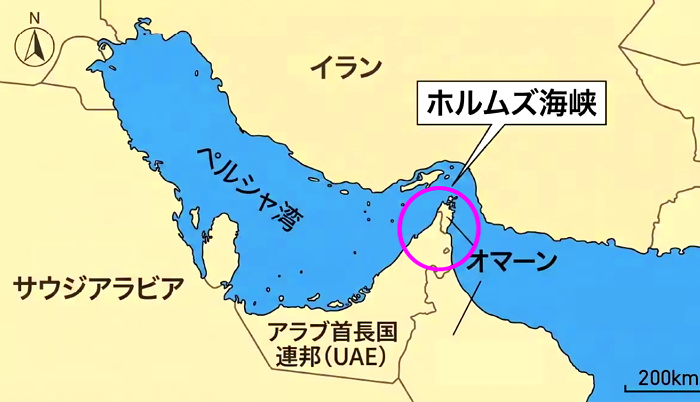 ホルムズ海峡の地図