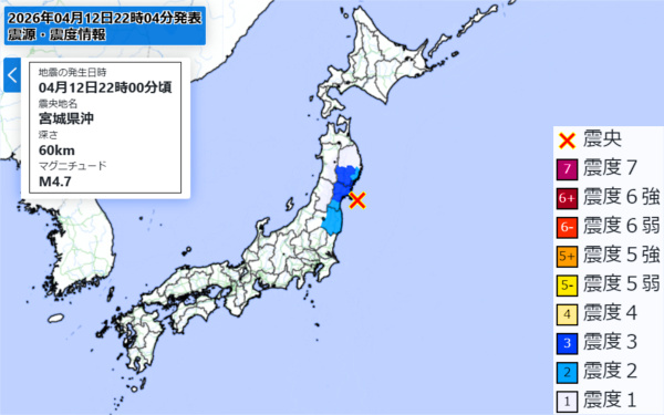 地震情報の画像