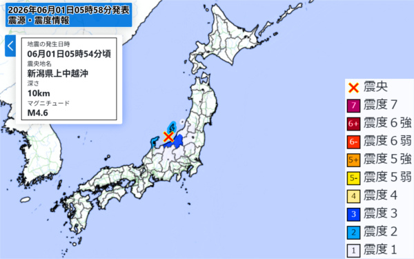 地震情報の画像