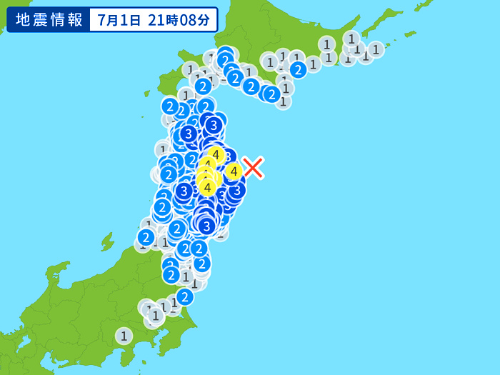 地震情報の画像